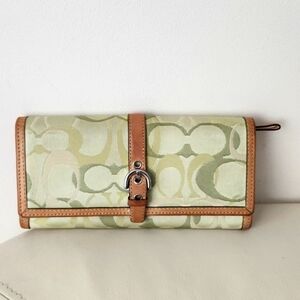 COACH Green Canvas C & leather wallet