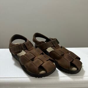 STRIDE RITE Angler Sandals Boys Kids US size 13.5M brown leather, strap closure