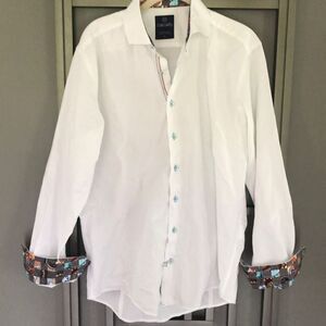 Marcello White cotton long sleeve shirt with Cuff detail size M