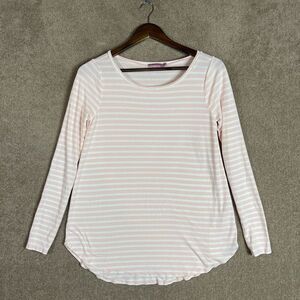 Calypso St. Barth T-Shirt Womens Size Small Pink/White Stripe Long Sleeve Casual