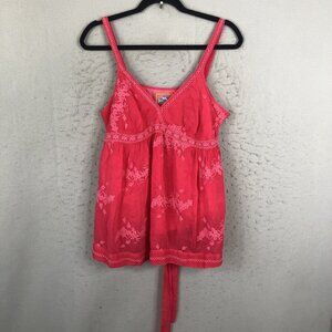 Johnny Was Babydoll Top Womens Large Hot Pink Y2K Feminine Boho Flowy Fairy