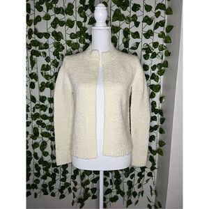 Vintage Tanner Cream Open Front Wool Knitted Cardigan Sweater Size Medium