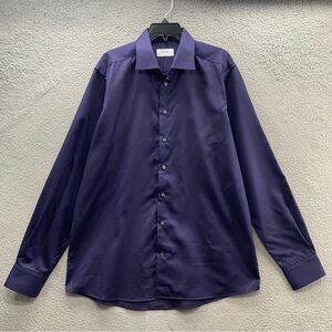 Eton Contemporary Dress Shirt Mens 17 43 Purple Twill Button Up Spread Cotton