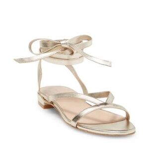 NEW Stuart Weitzman Anita Lace-Up Sandal GOLD LEATHER WRAP AROUND