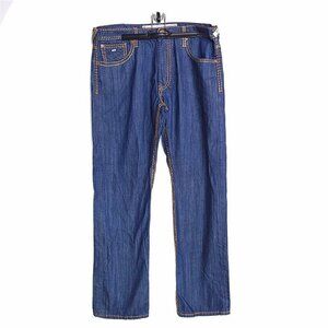 Akoo Jeans Blue Men's 36x30 Straight Embroidered Pockets Cotton