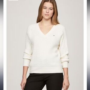 Tommy Hilfiger white cable knit long sleeve