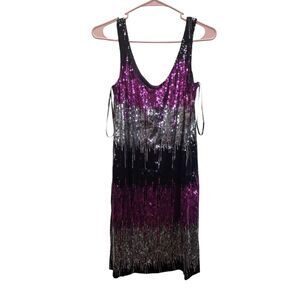 Profile Tri color block Sequin mini dress