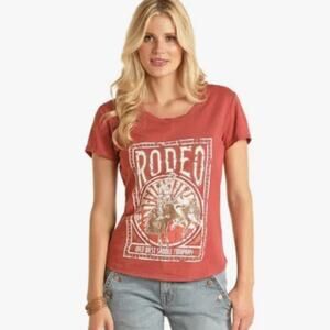 Panhandle | Rodeo Short Sleeve Graphic Tee Western Bronco Rust Red Plus 1X