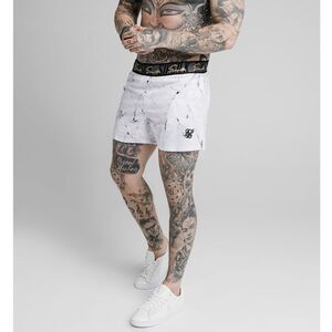 SikSilk Men’s Grey & White Marble Jacquard Swim Shorts Size XL