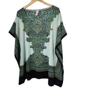 Dotti poncho blouse paisley peacock colors size s/m