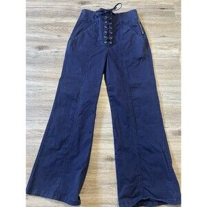 A.L.C. Size 2  Lace Up Blue High Rise Wide Leg Crop Pants