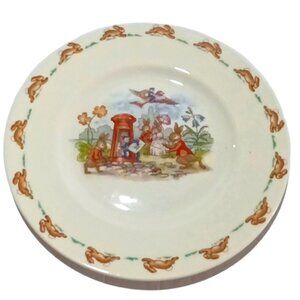 Vintage Royal Doulton "Bunnykins" 8" Plate Fine Bone China Mailmen Scene