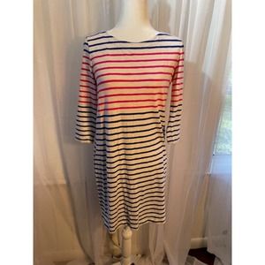 Vineyard Vines Size Small Dress White Pink Navy Stripes Knit‎ 3/4 Sleeve