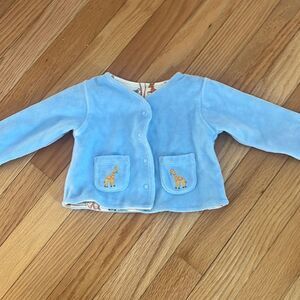 JoJo Maman Bebe Blue Animal Button Up Cardigan Size 0-3 months