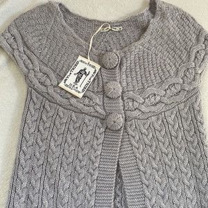 NWT My Tribe Light Gray cable knit short sleeve long cardigan