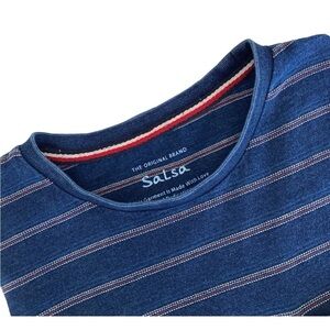 SALSA Men’s T-Shirt Stripe Blue Allover Size Small