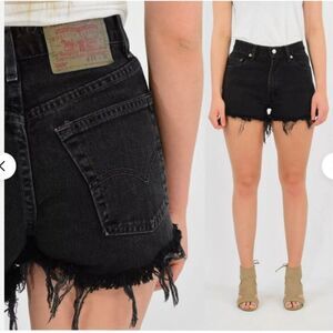 Levis Womans 505 Cut Off shorts 30x32 Black High Waist frayed hot girl summer