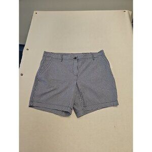 Talbots Womens Relaxed Chino Shorts Size 14 Blue  White Checkered 7" New