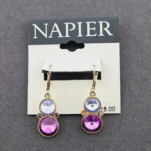 Napier Multishade Purple Dangle Drop Earrings Gold Accents Feminine Fairycore