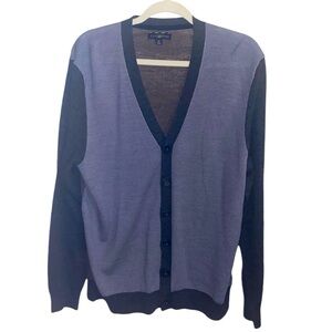 Club Room Blue/Gray Colorblock Cardigan Sweater, Size Medium