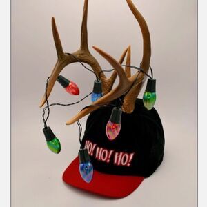 NEW Baseball Cap with Lighted Antlers Snapback Flashing Christmas Vintage