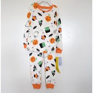 Tommy Bahama Kids Halloween Sleepwear Size 4T White Pumpkin Witch Vampire Bats