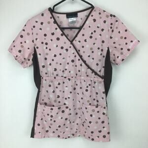 Cherokee Flexibles XS Pink Polka Dots Brown Scrub