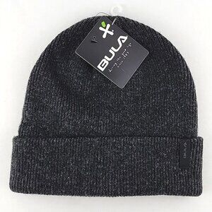 BULA  Unisex Beanie Hat Charcoal Merino Wool Blend Double Layer One Size