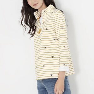 Joules Yellow and White Bumblebee Striped Pip Print Pullover size 10