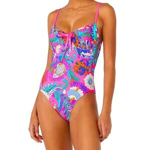 Kate Spade Sea Garden One Piece Underwire Swimsuit - Size S - Radiant Pink - NWT