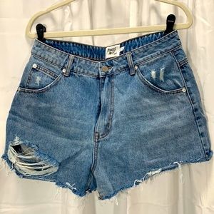 Princess Polly distressed denim Jean shorts vacation summer daisy duke hippie 10