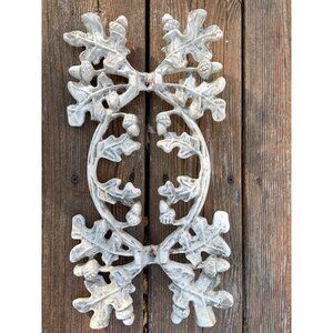 Vintage White Metal Oak Leaf  Rustic Acorn Wall Decor