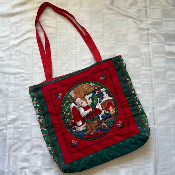 Santa Claus Handmade Christmas Tote Bag - Picture 1 of 11