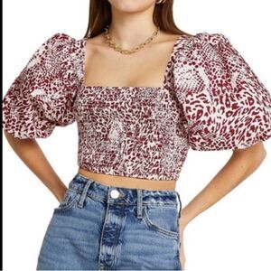 River Island Jayden Leopard Print Crop Top sz 10