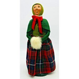 Byers Choice Caroler Victorian Woman Plaid Skirt Muff Bumpy Base No Sticker