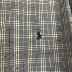 Ralph Lauren Long Sleeve Plaid Classic Fit 17 XL Cornish Blue White