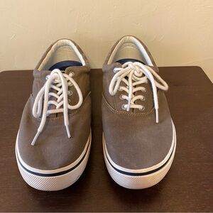 Rare Sperry Top-Sider Brown Canvas Slip On Boat Shoes Men's Size 11M