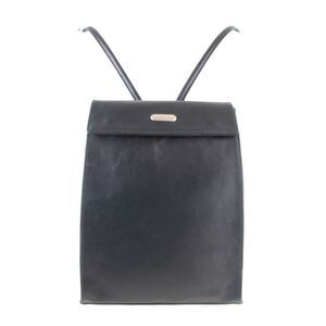 NACHALIA BLACK GENUINE LEATHER FLAP BACKPACK MEDIUM SHOULDER BAG HANDBAG PURSE