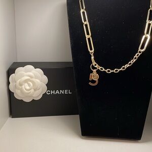 Link chain necklace with AUTHENTIC Chanel charm