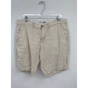 Old Navy 100% Linen Men's Shorts Beige Flat Front Chino Size 36