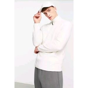 NEW! ASOS DESIGN Jetstream Polar Fleece Sweatshirt With Half Zip Off White 2X