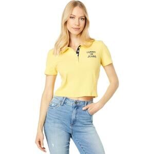 Tommy Jeans Women's Jeans Polo Shirt, Yellow Lotus, Medium