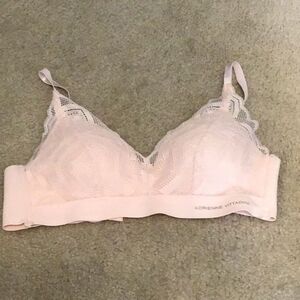 Adrienne Vittadini Bra Peachy Pink Lace Padded Adjustable Straps Sports Bra 36B