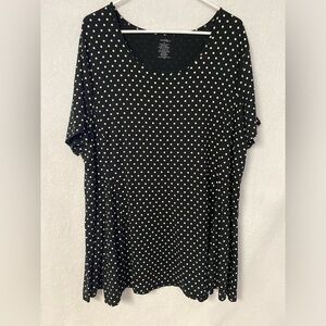 4 for $25 💜 George Black & White Polka Dot Long Tunic Relaxed Top Size 3x