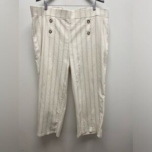 🦋4 for $30🦋 Lily Morgan Cream / Tan Striped Stretchy Pull On Pants Size 3x