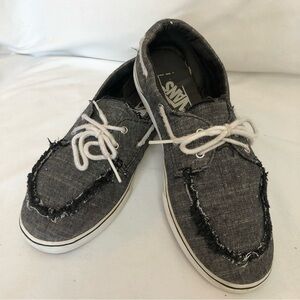 VANS Faded Black Canvas Beach Loafers Size Mens 6, Womens 7.5