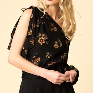 A.L.C. Silk Marissa off the shoulder one shoulder floral blouse top fall