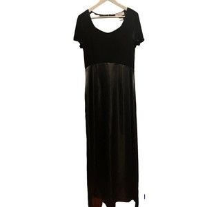 PAPELL BOUTIQUE Black Velvet Long Evening Dress 12‎ Long Sleeve Vintage Glamor