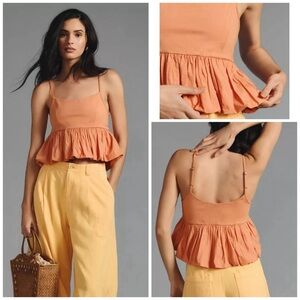 Maeve Anthropologie Ruffled Bubble-Hem Cropped Tank Size L