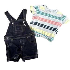 Carter’s infant overall set with denim overalls, short sleeve shirt, 6 month.